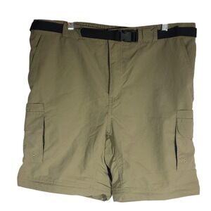 Magellan Outdoors Swim Shorts Mens L Beige Fish Gear Cargo Belted Lined